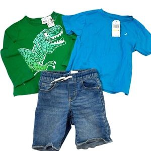 Boys Size 2T Tee Shirts & Shorts Clothing Bundle Dinosaur Jean Shorts Casual